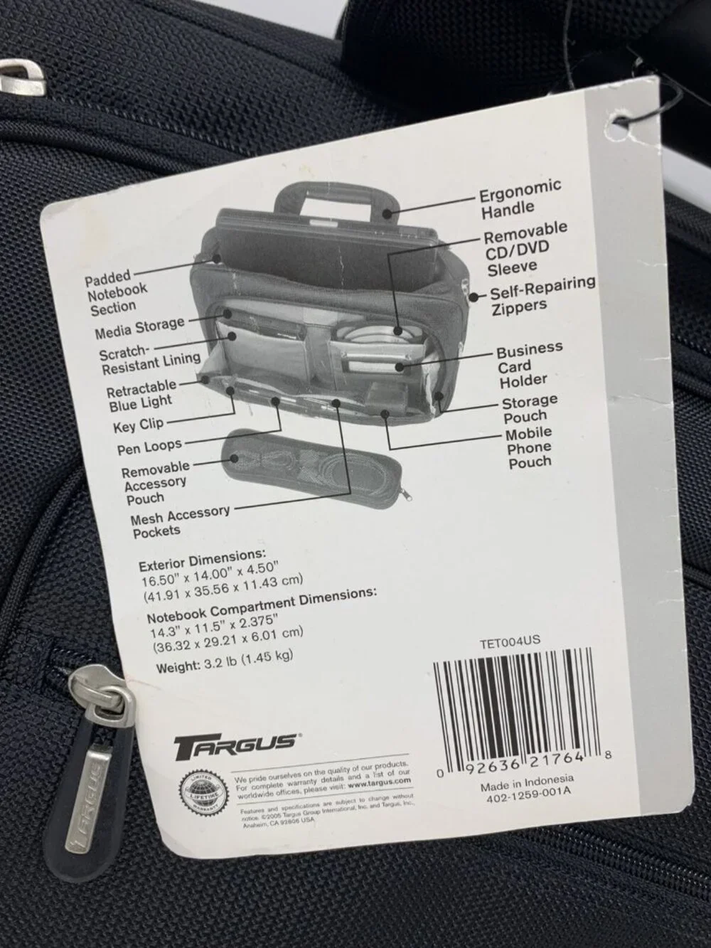Targus Global Executive 15.4 Black Notebook Laptop Travel Bag Case Toploading